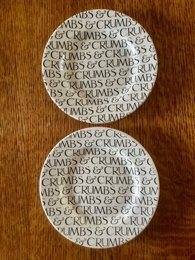 Two Emma Bridgewater Black Toast & Marmalade CRUMBS Dessert Plates